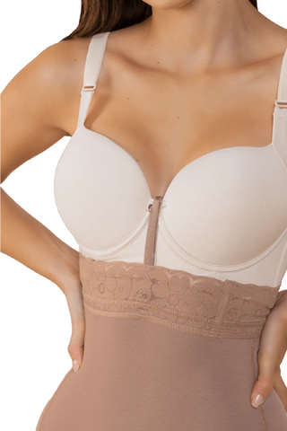 Close-up detail of the Mocha Extra High-Waisted Butt Enhancer Shaper Panty shapewear by Jackie London