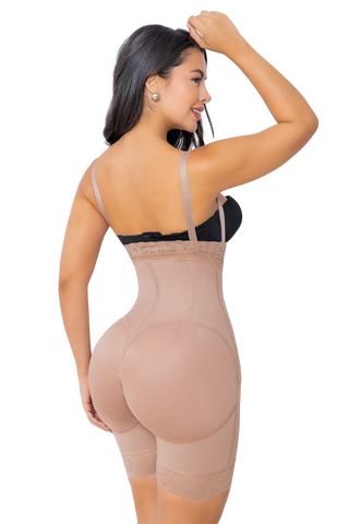 Woman wearing the Jackie London High-Waisted Butt Enhancer with Side Zipper shapewear, viewed from behind