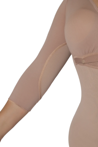 Close-up detail of the buttocks area on the Long Body Shaper With Bra and Sleeves shapewear by Jackie London
