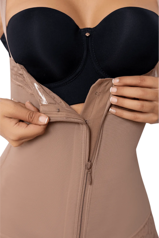 Close-up detail of the Mocha Panty Body Shaper Strapless With Zipper shapewear by Jackie London