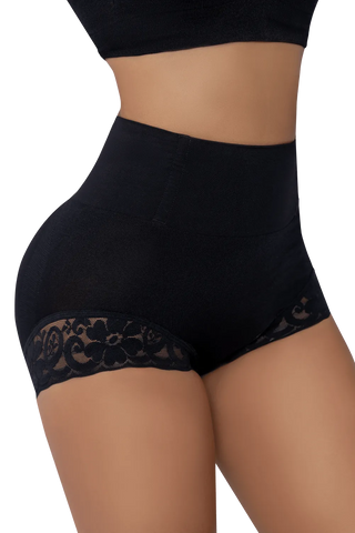 Close-up detail of the Black Seamless Butt Lifter Panty shapewear by Jackie London