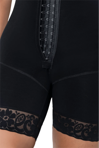 Close-up detail of the Black Shorts Body Shaper With Brassier shapewear by Jackie London