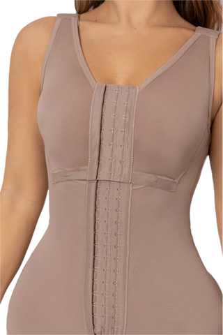 Close-up detail of the Mocha Shorts Body Shaper With Brassier shapewear by Jackie London