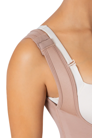 Close-up detail of the Mocha Shorts Body Shaper With Wide Straps shapewear by Jackie London