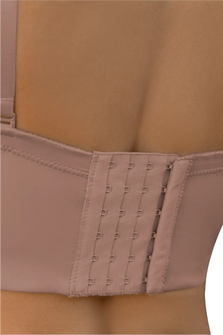 Close-up detail 2 of the Mocha Strapless Back Coverage Bra shapewear by Jackie London