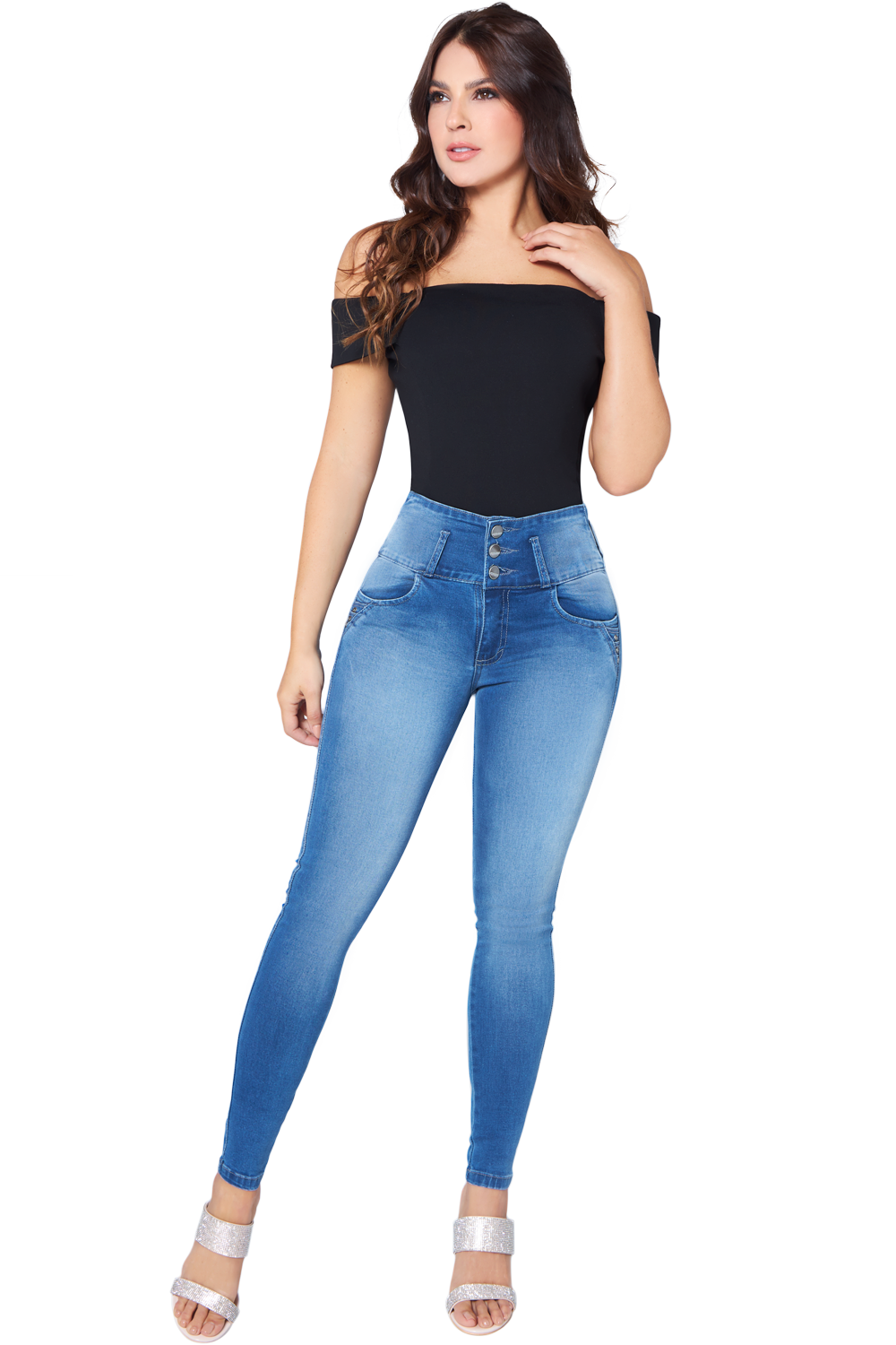 Jackie London Jeans 2202 - High Rise Skinny Push-Up Distressed Jeans